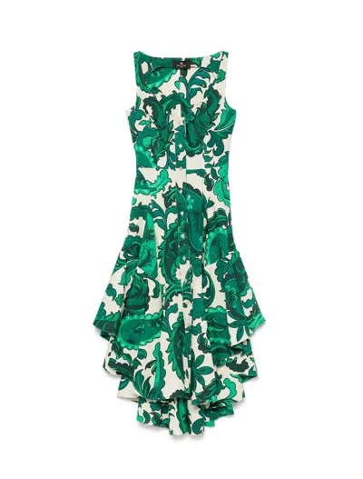 Etro Paisley Print Asymmetric Midi Dress