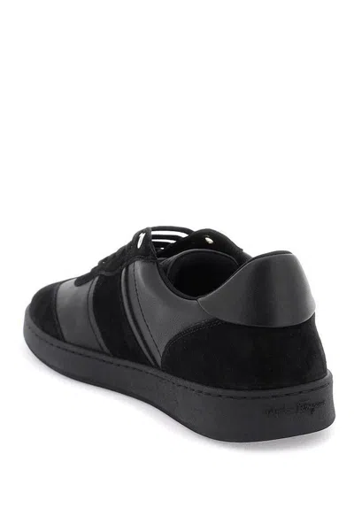 Ferragamo Achille 1 Low-top Sneakers In Leather In Black