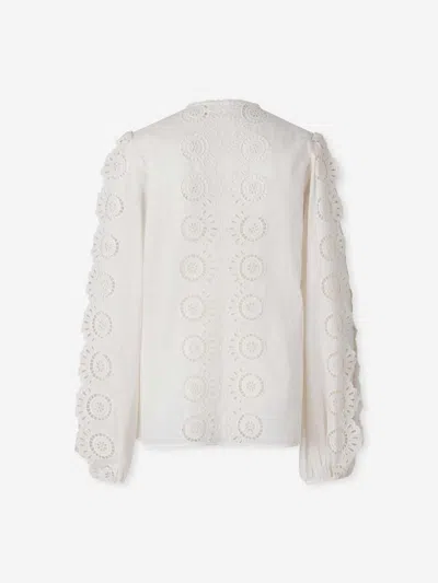 Zimmermann Womens Ivory Lucky Embroidered Cotton Blouse In Yellow