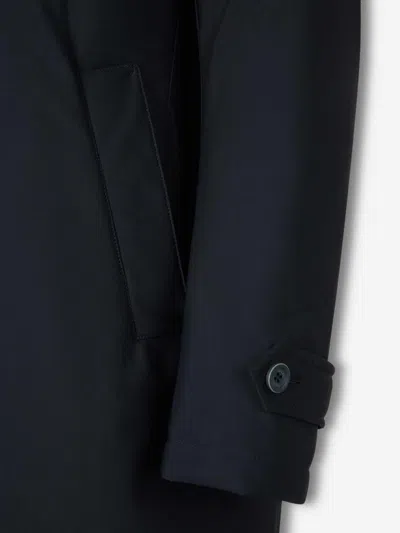 Herno Medium-length Structured Coat With Button-up Front In Blue