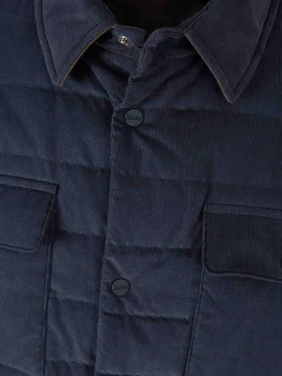 Herno Quilted Down Shirt Jacket In Blue