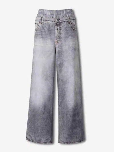 Acne Studios Printed Cotton Poplin Wide-leg Pants In Gray