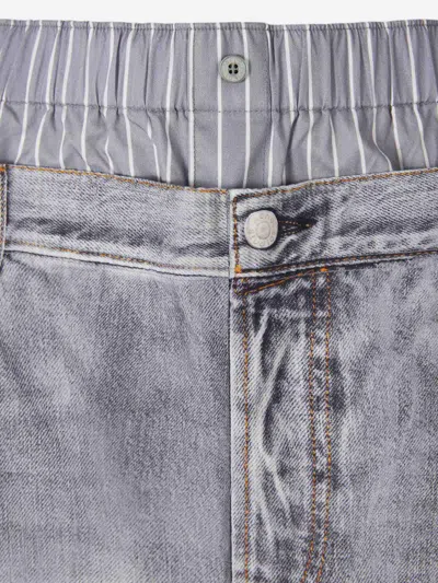 Acne Studios Printed Cotton Poplin Wide-leg Pants In Gray