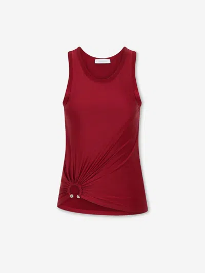 Rabanne Stretch Viscose Top Metal Embellishments In Red