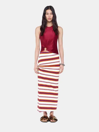 Rabanne Stretch Viscose Top Metal Embellishments In Red