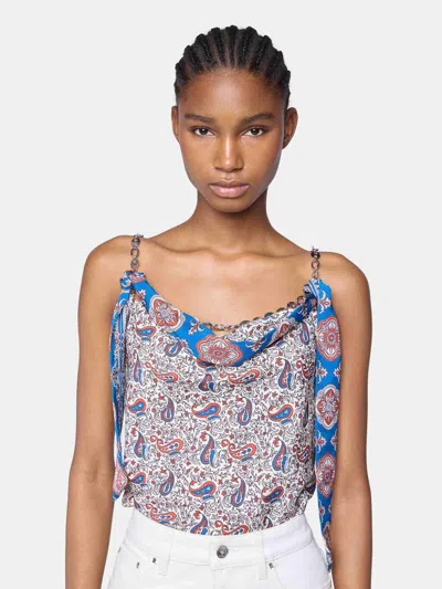 Rabanne Paisley-print Satin Top In Bandana Cream