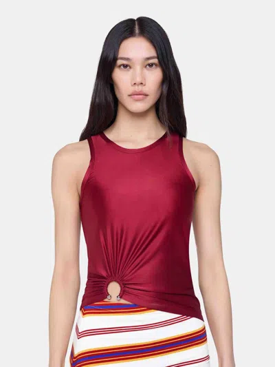 Rabanne Stretch Viscose Top Metal Embellishments In Red