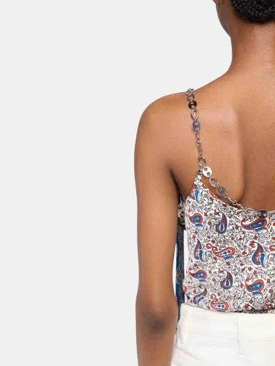 Rabanne Paisley-print Satin Top In Bandana Cream