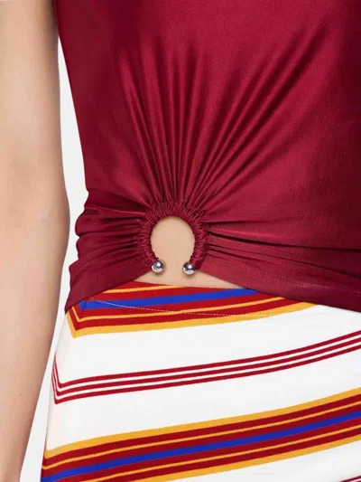 Rabanne Stretch Viscose Top Metal Embellishments In Red