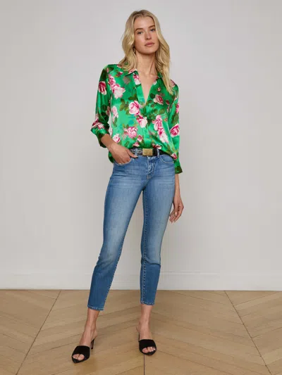 L Agence Dani Silk Blouse In Green