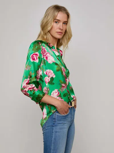 L Agence Dani Silk Blouse In Green