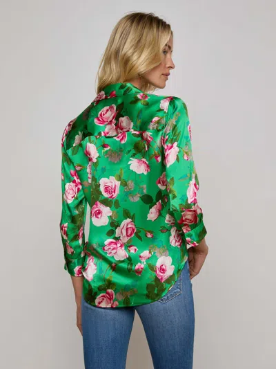 L Agence Dani Silk Blouse In Green