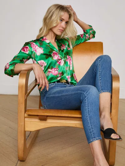 L Agence Dani Silk Blouse In Green