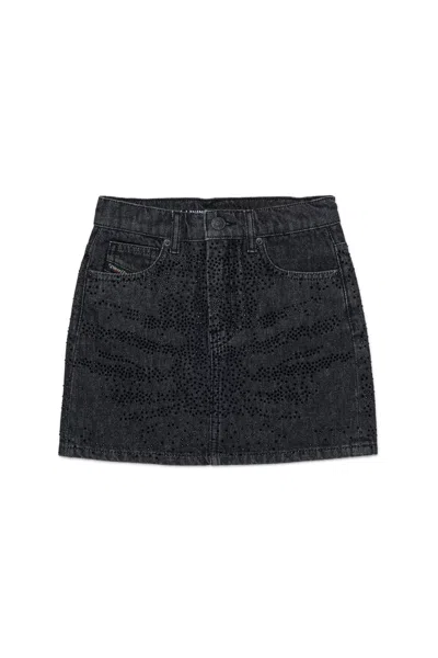 Diesel Cotton Mini Skirt In Black
