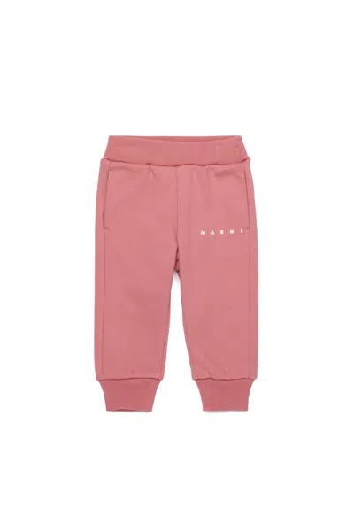 Marni Pantaloni Jogger In Felpa Con Logo In Pink