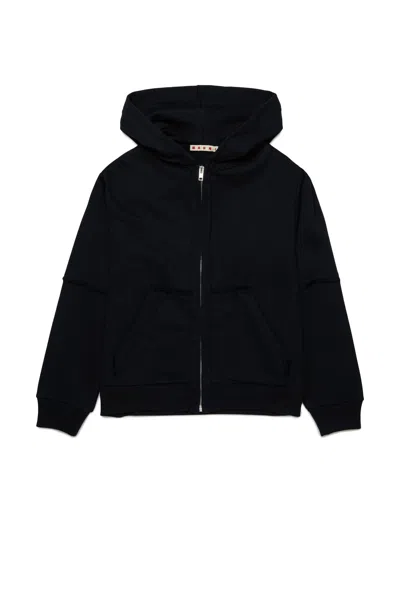 Marni Felpa Con Cappuccio E Dettagli A Taglio Vivo In Black