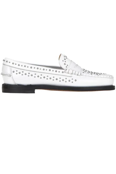 Sebago Classic Dan Loafer White With Studs In Animal Print