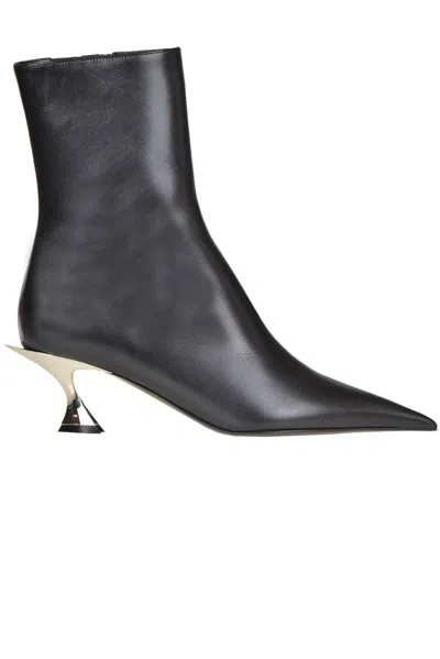 Mugler 60mm Leather Ankle Boots In Black