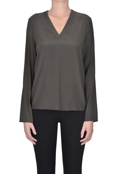 Camicetta Snob Silk Crepè Blouse In Gray