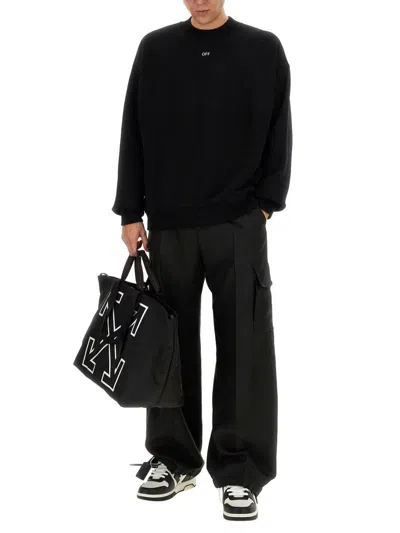 Off-white Logo Printed Crewneck Sweatshirt In Black
