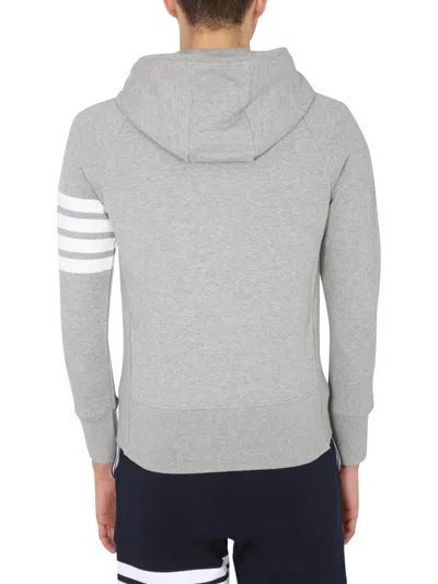Thom Browne Mens Light Grey Striped Brand-patch Cotton-jersey Hoody