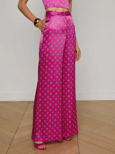 L Agence Pilar Silk Wide-leg Pant In Pink
