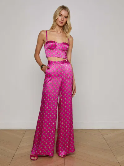 L Agence Pilar Silk Wide-leg Pant In Pink