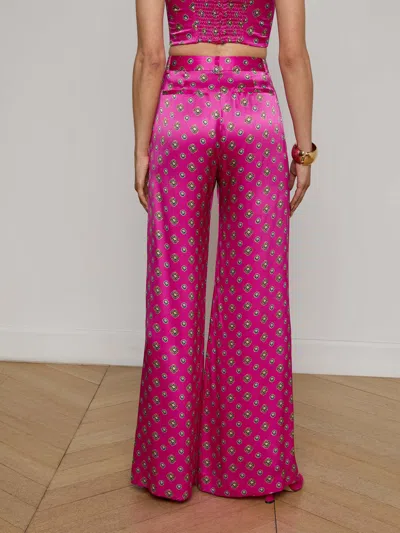 L Agence Pilar Silk Wide-leg Pant In Pink