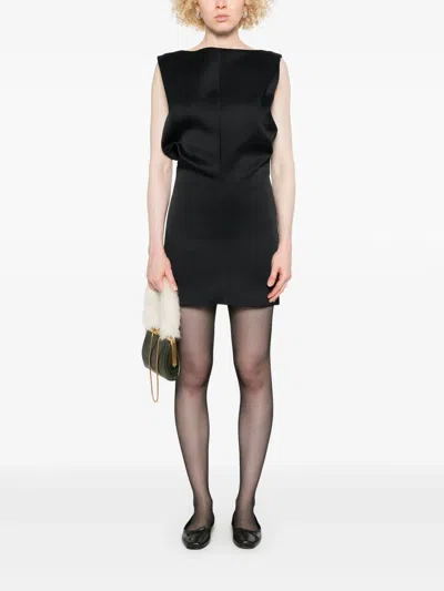 Khaite Toma Sculpted Satin-crepe Mini Dress In Black