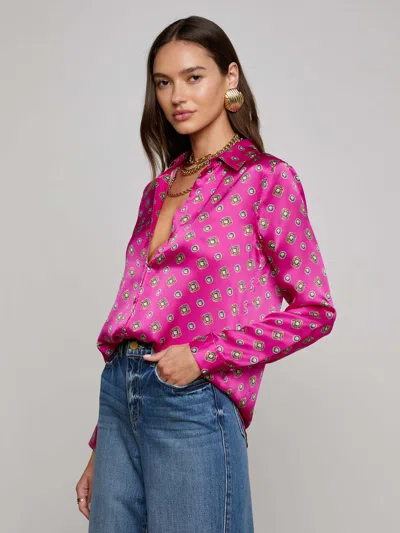 L Agence Tyler Silk Blouse In Pink