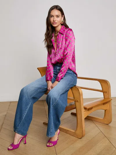 L Agence Tyler Silk Blouse In Pink