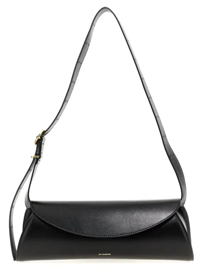 Jil Sander Cannolo Black Nappa Leather Mini Bag In Black