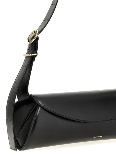 Jil Sander Cannolo Black Nappa Leather Mini Bag In Black