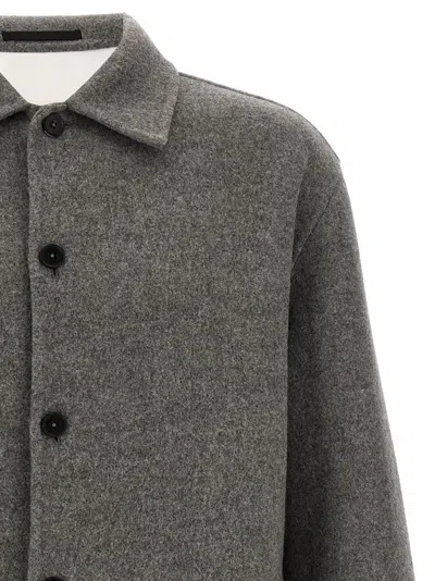 Jil Sander Wool Overshirt Casual Jackets And Parka Gray