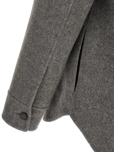 Jil Sander Wool Overshirt Casual Jackets And Parka Gray