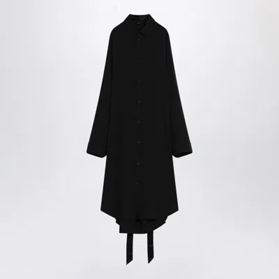 Balenciaga Black Shirt Dress With Intertwined Ribbons Women In Black