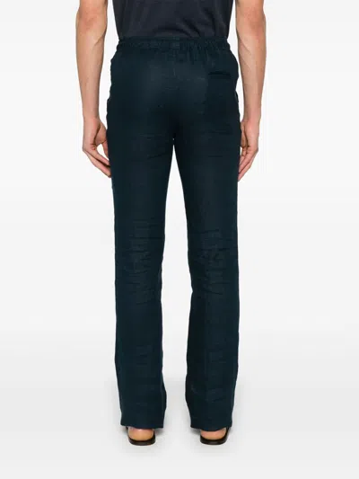 Kiton Trousers With Elastic Waistband And Straight Leg In Blue