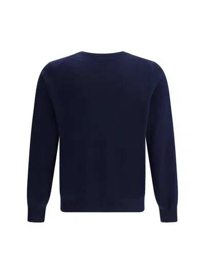 Brunello Cucinelli Men Cashmere And Silk Sweater In Blue