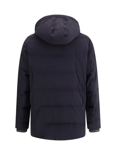 Brunello Cucinelli Hooded Down Jacket With Adjustable Back Slits In Black