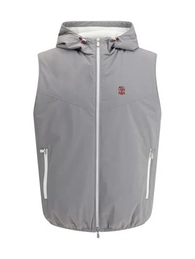 Brunello Cucinelli Functional And Stylish Quilted Waterproof Vest In Gray