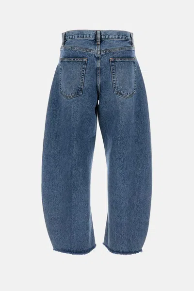 Frame Bubble Crop High Waist Wide-leg Jeans In Blue