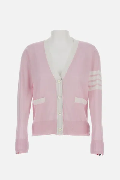 Thom Browne Contrast-border Cotton Cardigan In Pink