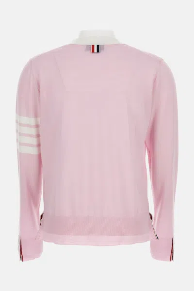 Thom Browne Contrast-border Cotton Cardigan In Pink