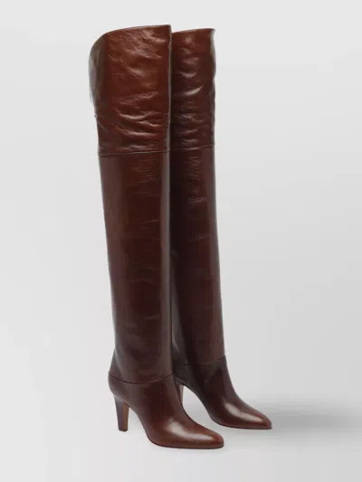 Chloé 85mm Eve Leather Over-the-knee Boots In 25e Sooty Brown