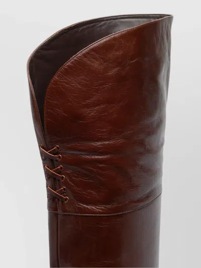 Chloé 85mm Eve Leather Over-the-knee Boots In 25e Sooty Brown
