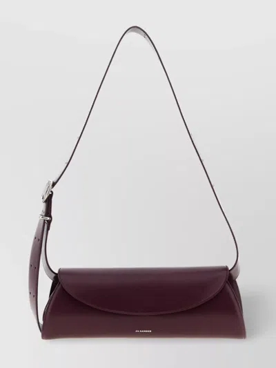 Jil Sander Small Rectangular Shoulder Bag With Adjustable Strap In Burgundy