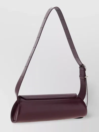 Jil Sander Small Rectangular Shoulder Bag With Adjustable Strap In Burgundy