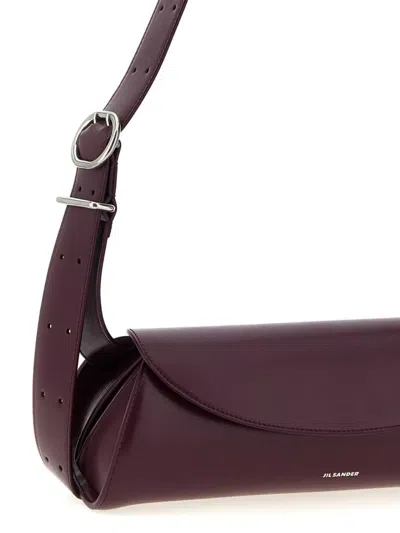 Jil Sander Small Rectangular Shoulder Bag With Adjustable Strap In Burgundy