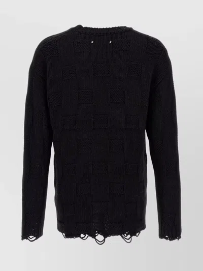 Golden Goose Journey Distressed Checkerboard Wool Sweater In Black