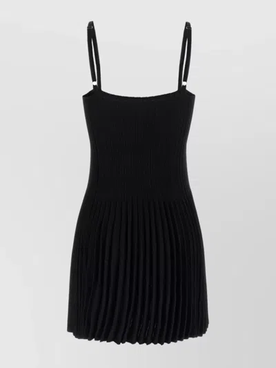 Magda Butrym Ribbed Texture Pleated Skirt Dress In Black